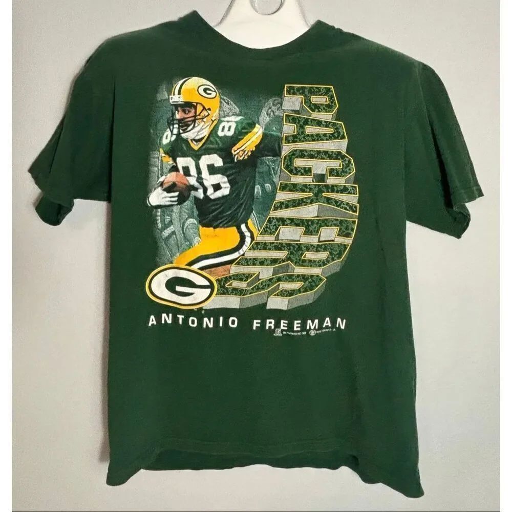 Vintage 1998 Green Bay Packers Antonio Freeman NFL Green XL Sport Attack Cotton